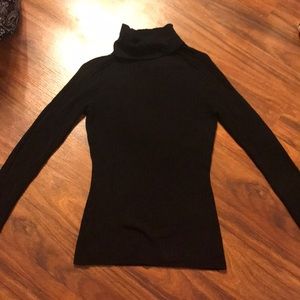 Black ribbed turtleneck top